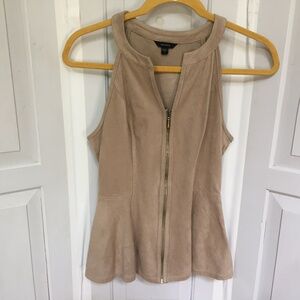 Guess Tan Sleeveless Faux Suede Top